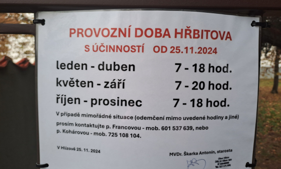 Důležité upozornění - hřbitov